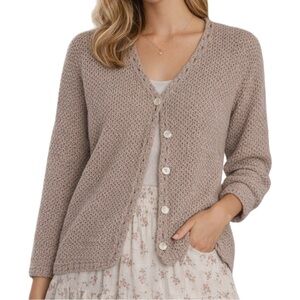 L.L. Bean Vintage Women's Tan Knit Cardigan